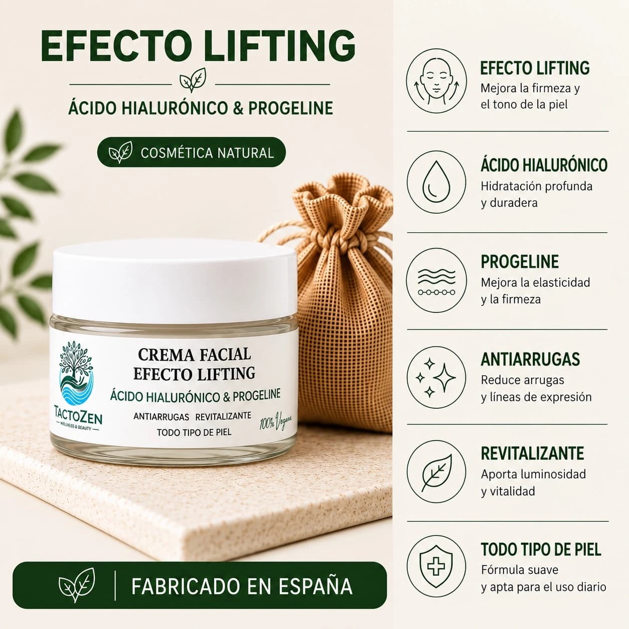 Pack Crema Facial Efecto Lifting 50ml + Bolsita de regalo