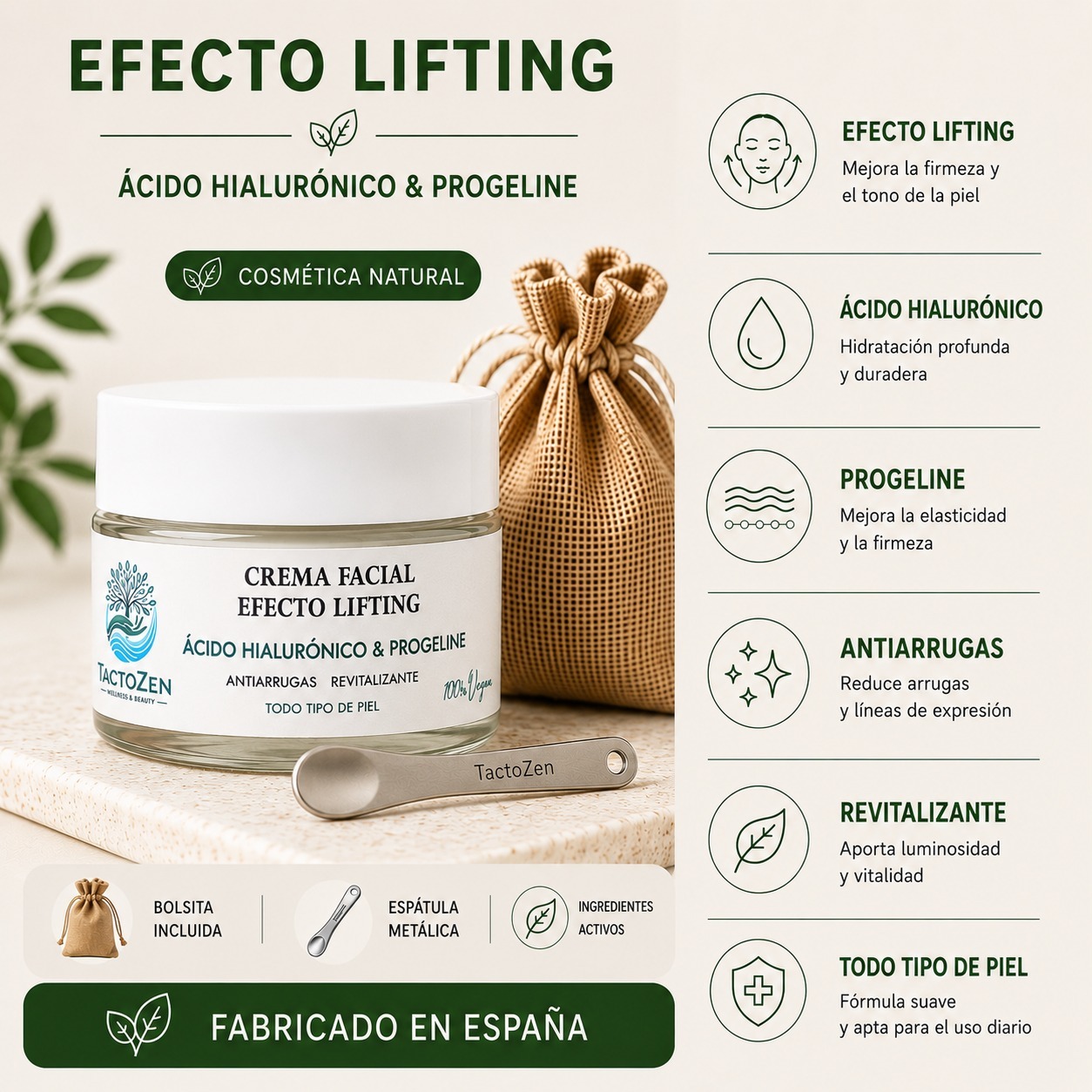 Pack Crema Facial Hialuronico & Progeline Efecto Lifting 50ml - Imagen 2